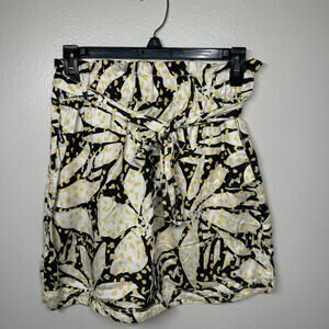 NICOLE MILLER Skirt Tie Belt Pockets Black Yellow Women’s Size Small